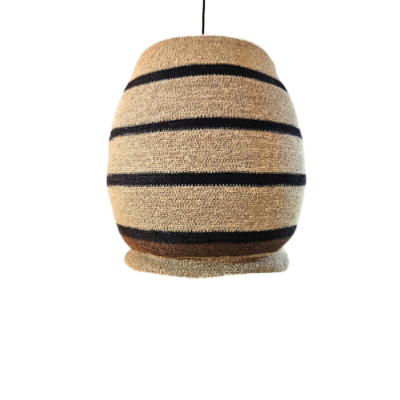 Milda moyenne suspension en jute rayé naturelle et marron ø45