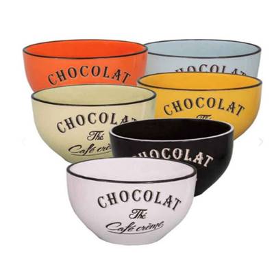 Brasserie lot 6 bols 6 couleurs Ø14cm chocolat thé café crème
