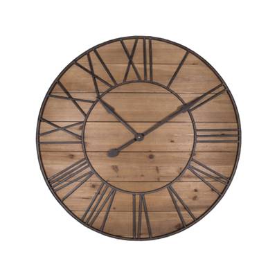 Pendule fer / bois Ø 90 cm