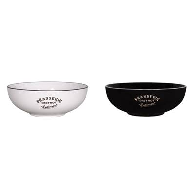 Set de 2 saladiers noir+blanc Ø 25.3cm