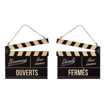 Panneau clap cinéma OUVERT/FERMÉ