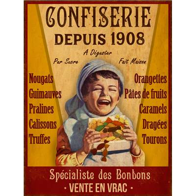 Plaque métal Confiserie 33 x 25 cm