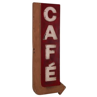 Plaque métal Café rouge 61 x 23 cm