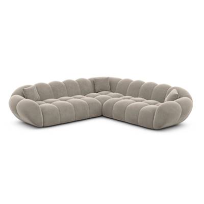 Sigono canapé corner en velours beige foncé