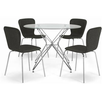 Belden ensemble table et chaises chrome et gris argent