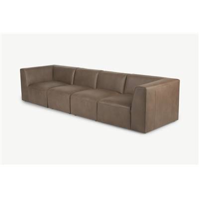 Juno canapé 4 places modulable cuir brun châtaigne