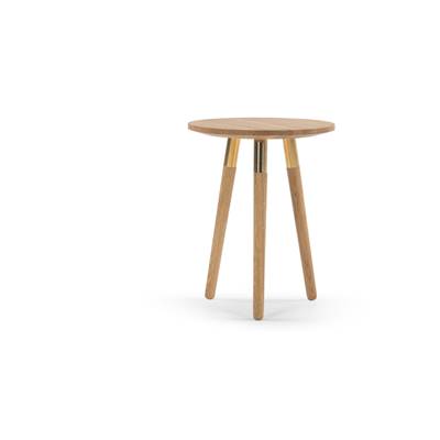 Range table d'appoint ronde chêne et laiton