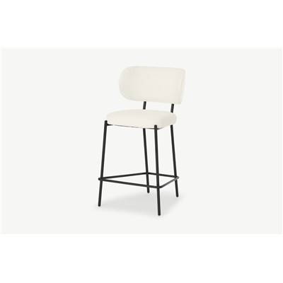 Asare tabouret en tissu bouclé blanc