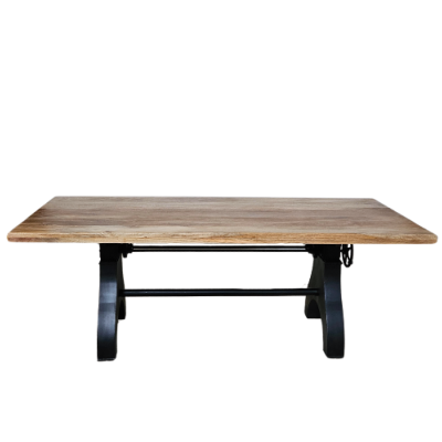Brooklyn table ajustable en bois de manguier grisé et métal noir