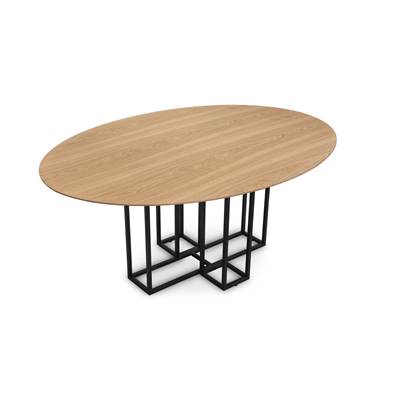 Hawai table à manger naturel et pieds en métal noir