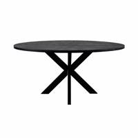 Taalika table à manger ronde en bois de manguier noir 140cm