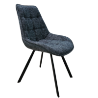 Telma chaise en tissu chenille bleu piètement noir
