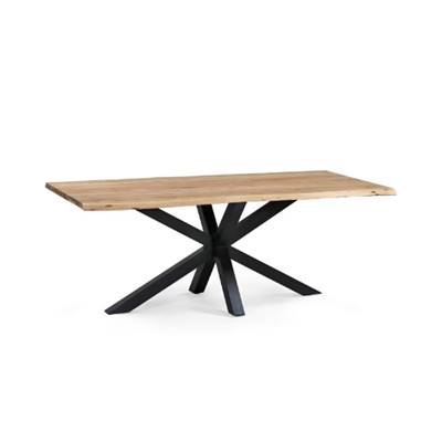Kanate table à manger 200cm bois de manguier et métal noir bords irréguliers