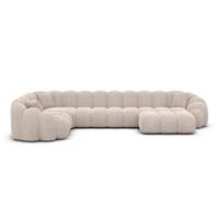 Dolban canapé panoramique angle droit tissu texturé beige