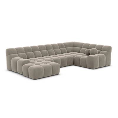 Boon canapé panoramique d'angle gauche en velours beige foncé