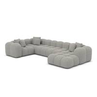 Cotton canapé panoramique angle droit en tissu texturé gris clair