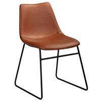 Ody chaise en PU marron et métal noir