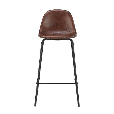 Vladi chaise de bar vintage en cuir synthétique marron H65