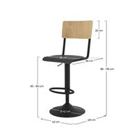 Glavo chaise de bar réglable en bois clair et noir