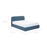 Flayat lit double avec coffre en tissu bleu 160x200