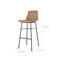 Cassita chaise de bar en résine tressée marron H76