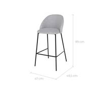 Mathi chaise de bar en tissu chiné gris clair H66
