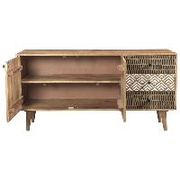 Linium buffet ethnique en bois 2 portes 3 tiroirs à motifs