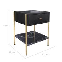 Mora table de chevet en bois de manguier noir et pieds dorés 1 tiroir