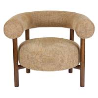 Alma fauteuil en tissu tweed jaune miami et bois de frêne