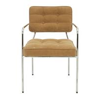 Luca chaise en velours orange abricot et tube acier chromé