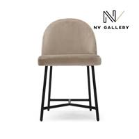 Nio chaise en velours taupe et métal noir
