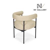 Borry chaise avec accoudoirs en tissu beige sable et métal noir