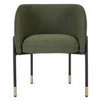 Alexia chaise en tissu bouclé vert kaki et détails en laiton