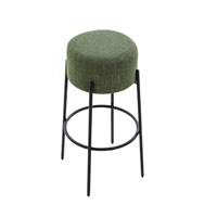 York tabouret de bar en tissu vert cactus et métal noir sans dossier H78cm