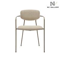 Velura chaise empilable en tissu beige déperlant métal cuivré