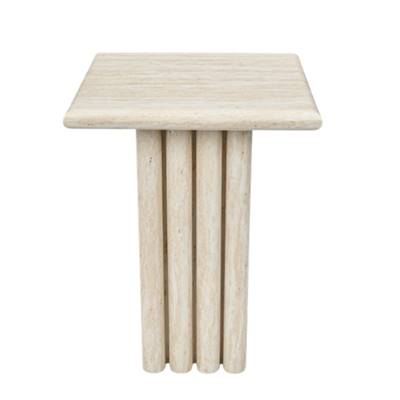 Jivan table d'appoint carrée effet travertin glossy