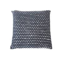 Chik coussin carré 40x40 coton bleu foncé et tirets blancs