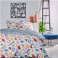 Sunshine parure de lit 240x260 coton imprimé forme bleu jaune rouge 13.7
