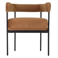 Borry chaise avec accoudoirs en velours jaune ocre et métal noir
