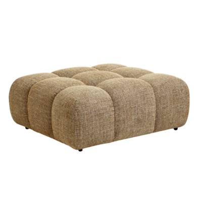 Bianca pouf modulable rectangulaire en tissu tweed marron caramel