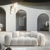 Cotton canapé 2 places en tissu texturé blanc