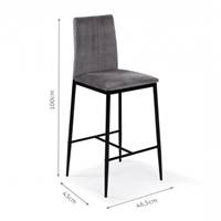 Beata tabouret de bar en velours gris foncé dossier haut H65