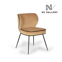 Valo chaise en velours camel et métal noir