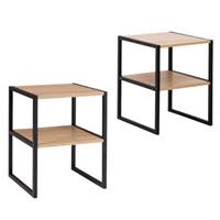 Misou lot de 2 tables de chevet bois et noir 2 plateaux