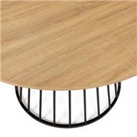 Tilki table à manger ronde 6 personnes en bois et pied filiaire noir