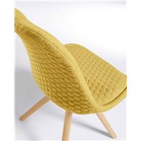 Synk chaise moutarde avec assise rembourée et pieds en bois