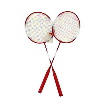 Lot de 2 raquettes de badminton rouges et volant