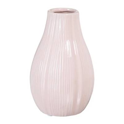 Alice vase rose en céramique strié H20.5cm M