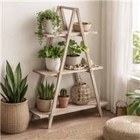 Chalet �tag�re pyramide en bois naturel de sapin H127cm