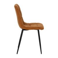 Nancy chaise matelassée marron orange en tissu grosse maille pieds métal